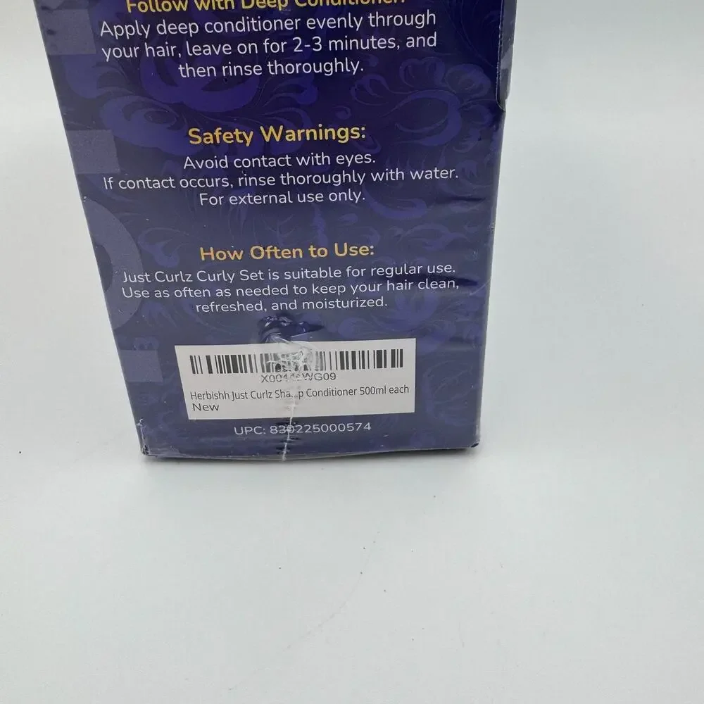 Herbishh Just Curls Hair Kit Shampoo Conditioner Deep Conditioner‎ Curl Set NEW
